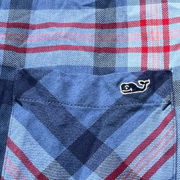 Vineyard Vines Shirt Womens 4 Long Sleeve Plaid Flannel Button Up Relaxed Blue - Picture 6 of 9